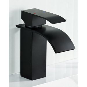 Grifo de baño - anycee max - mezclador negro - acero inoxidable - pico casc