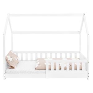 Cuna con protección anticaída somier 80x160cm blanco ecd germany