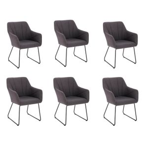 Silla de comedor con reposabrazos tejido paku - set de 6 antracita