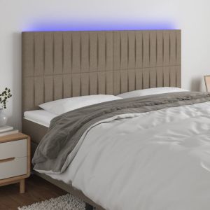 Cabecero con luces LED tela gris taupe 180x5x118/128 cm eerf7818