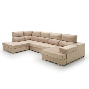 Sofa gran chaise longue cama massima diseño  beige izquierda