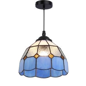 Lámpara coLGante con mosaico floral azul en cristal ø20cm –