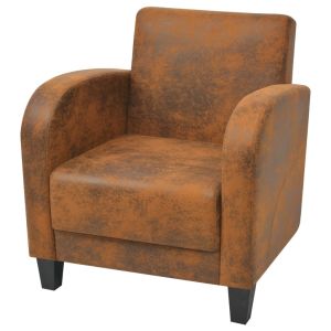Sillón de piel de ante artificial marrón qweo4386
