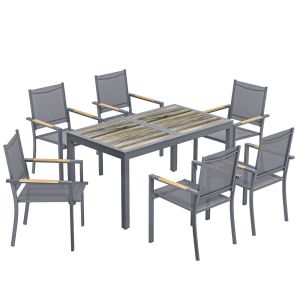 Conjunto de jardín 140x80x72 cm acero galvanizado, textilene color gris