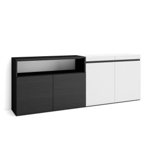 Aparador para salón, 200x75x35cm, blanco y negro  rf2391