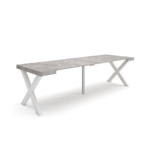 Mesa extensible, 58/262x90x73cm, cemento, patas madera maciza rf2817