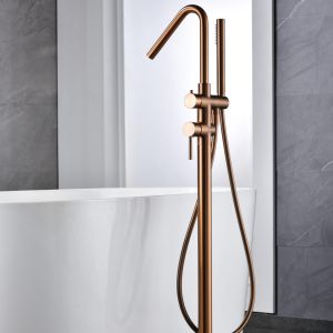 Imex - grifería monomando exenta de bañera serie córcega oro rosa