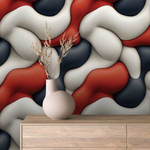 Papel pintado 3d orgánico multicolor rojo 60cm por 250cm