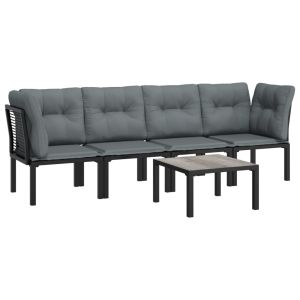 vidaXL juego de muebles de jardín 5 pzas ratán sintético negro y gris