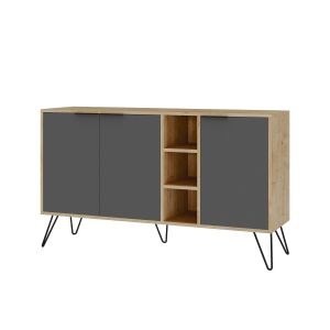 Aparador de madera <<clara>> - 142 x 36 x 83 cm - gris antracita