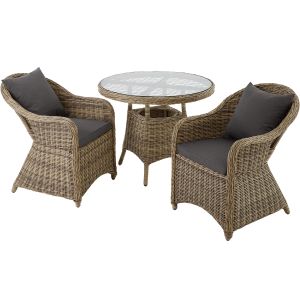Conjunto de ratán y aluminio lujoso compuesto de 2 sillones y mesa