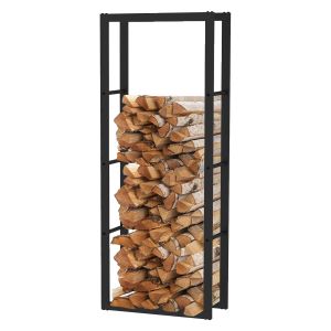 Leñero de interior kekai rack iv 60x25x150 cm almacenaje de madera con estr