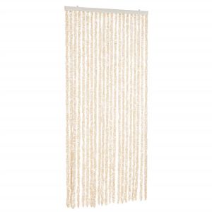 vidaXL cortina antimoscas chenilla beige y blanco 90x200 cm