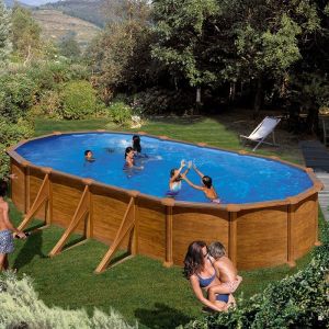 piscina gre ovalada kit610w pacific color imitacion madera
