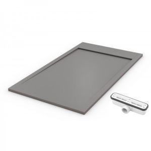 Plato de ducha de resina gris  - 80x200cm - mod. Ambiente válvula + tapa