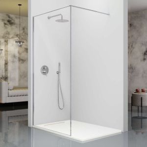 Mampara fija ducha 90  cm 1 hoja fresh arena plata brillo barra simple