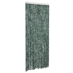 vidaXL cortina antimoscas chenilla verde y blanco 100x200 cm