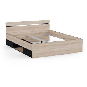 Cama doble de madera "michigan" - 160 x 200 cm - beige