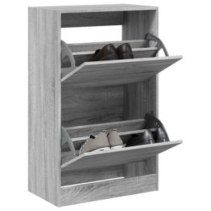 Zapatero de madera de ingeniería gris sonoma 60x34x96,5 cm