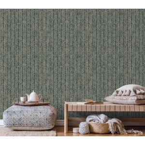 Papel pintado texturizado etnico tnt espigas verde oscuro