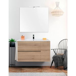 Mueble de baño itaca con lavabo y espejo 60x35cm estepa