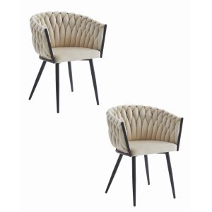 Silla valora mayan, terciopelo beige, patas negras (x2)