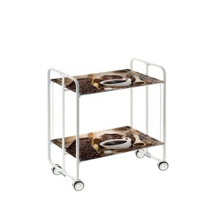Carrito auxiliar con ruedas bauhaus armazón metálico blanco, 2 bandejas