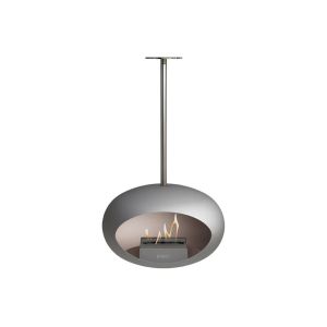 Chimenea de bioetanol suspendida sky nickel, poste de 120cm.