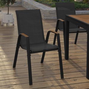 Sillas de jardín apilables - lote de 4 - negro madera