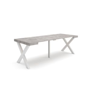 Mesa extensible, 58/222x90x73cm, cemento, patas madera maciza rf2794