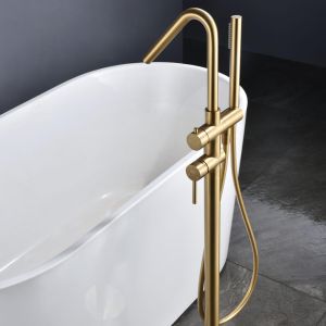 Imex - grifería monomando exenta de bañera serie córcega oro cepillado