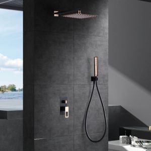 Imex - columna ducha empotrada con grifo negro rosa