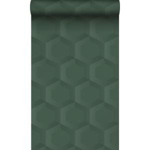 Origin papel pintado estampado hexagonal 3d verde oscuro 53 cm x 10.05 m