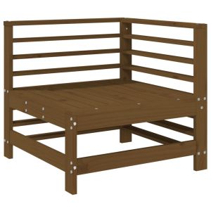 vidaXL sofá de esquina de madera maciza de pino marrón miel