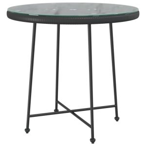vidaXL mesa de comedor de vidrio templado y acero negro 80 cm
