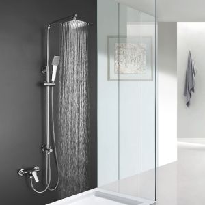 Kibath columna ducha sin grifería cuadrada de 79-125 cm cromo brillo