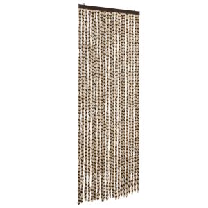 vidaXL cortina antimoscas chenilla beige y marrón 90x200 cm