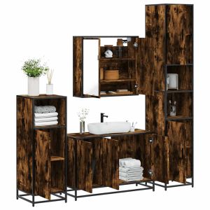 Set de muebles baño 4 pzas madera contrachapada roble ahumado esb6501