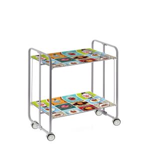 Carrito auxiliar con ruedas bauhaus armazón metálico gris, 2 bandejas