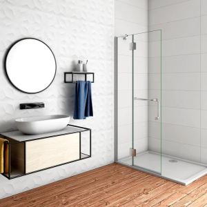 Mampara de ducha frontal abatible vidrio antical 8mm (856-876)x1900mm