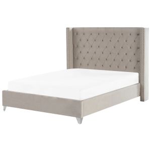 Cama terciopelo lubbon 180 x 200 cm gris claro