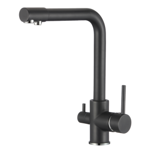 Valaz grifo de cocina  ósmosis 3 vías redondo negro mate
