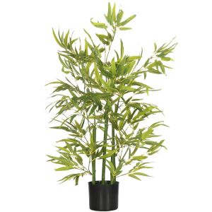 Planta artificial 15x15x90 cm peva, pp, bambú color verde Homcom