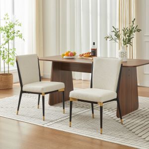 Conjunto de sillas de comedor tela beige set de 2 ajustables negro dorado