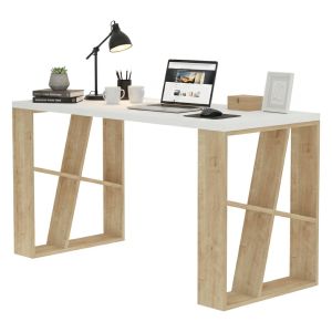 Escritorio ernestina, color blanco, en madera nobilitada