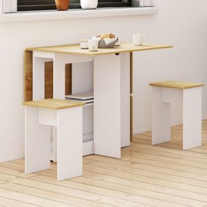 Mesa consola plegable edi 4 taburetes blanco 103 cm