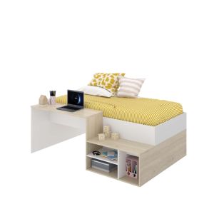 Cama compacta con escritorio integrado y almacenamiento