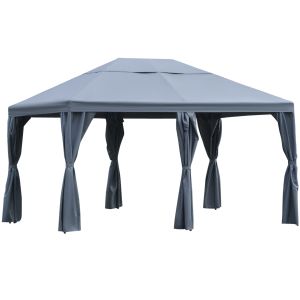 Cenador metal, poliéster color gris 400x300x285 cm outsunny
