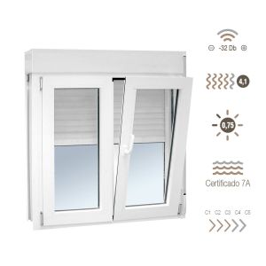 Ventana de aluminio oscilobatiente 116 x 108 cm con persiana