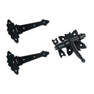 Mpascual - kit 2 bisagras para baul tipo t + pasador negro | forja